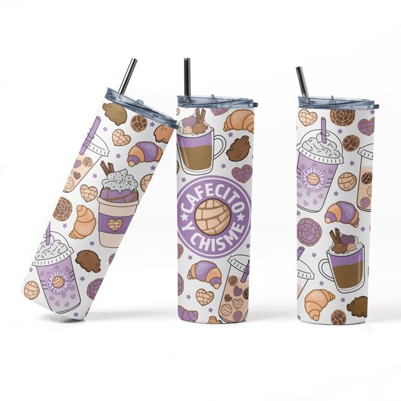 20oz Insulated Tumbler, Cafecito y Chisme, Spanish, Cute - Picture 1 of 8